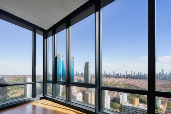 Modern apartment with floor-to-ceiling windows