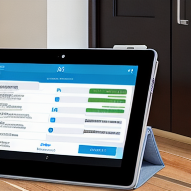 Property manager using a tablet to control automated systems