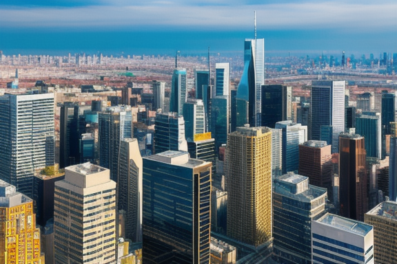 Aerial view of a vibrant cityscape