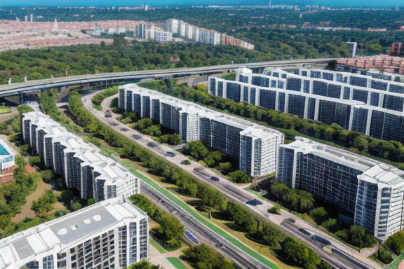 Aerial view of modern residential buildings