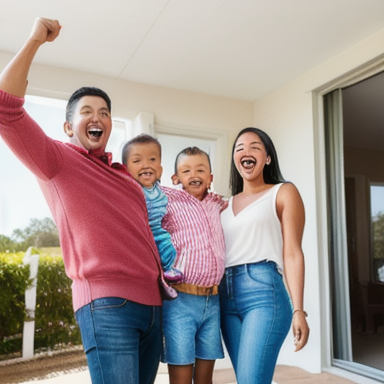 Family Celebrating Successful Sale