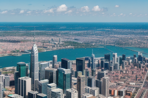 Aerial view of a city skyline