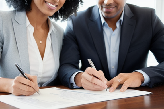 Couple signing a real estate contract