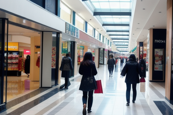 Shopping mall with shoppers