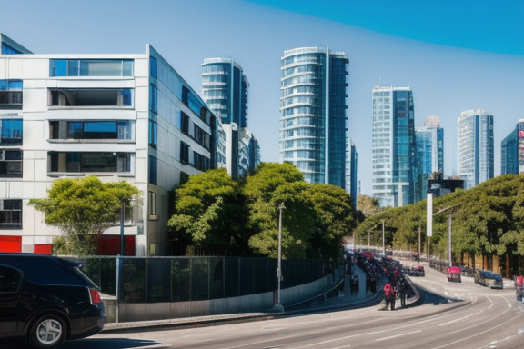 Group of apartment buildings in a vibrant cityscape