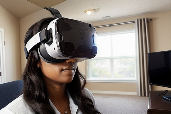 Person using virtual reality headset to explore a virtual tour of a property