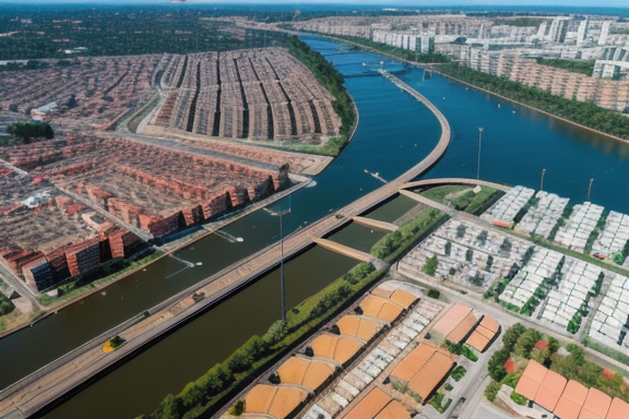 Aerial view of a developing urban area