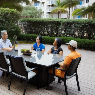 Residents discussing community issues