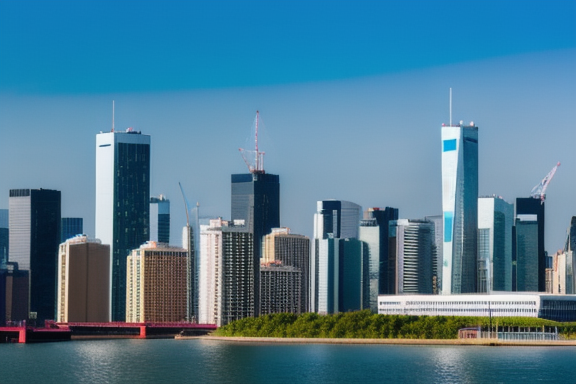 City skyline with modern infrastructure
