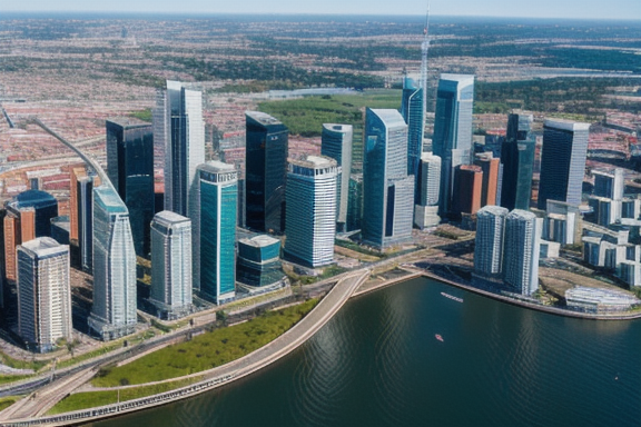 Aerial view of a modern city skyline