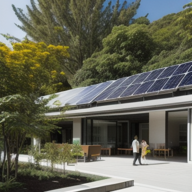 Sustainable building with solar panels