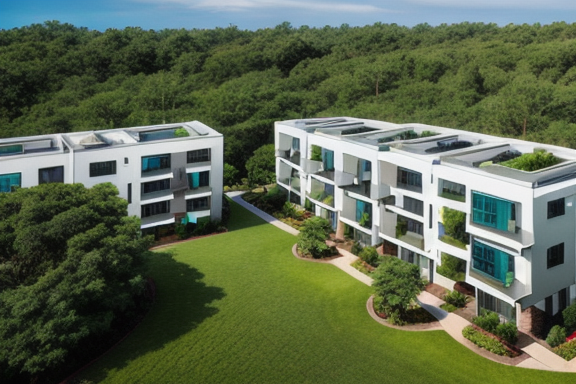 Aerial view of a sustainable residential complex