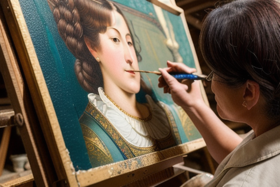 Artisan restoring a historical painting