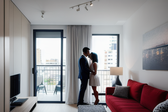 Casal visitando um apartamento moderno