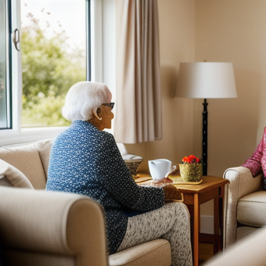 Elderly couple enjoying retirement in a comfortable retirement home