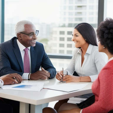 Diverse group of people discussing real estate investments