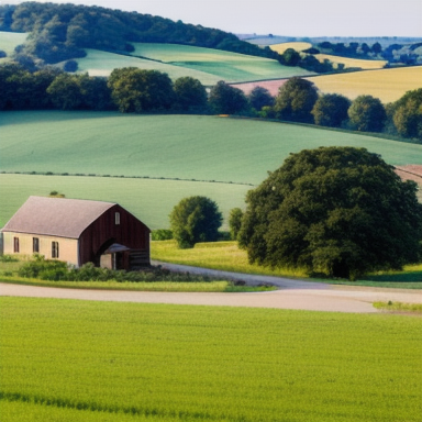 Rural landscape with a farmhouse